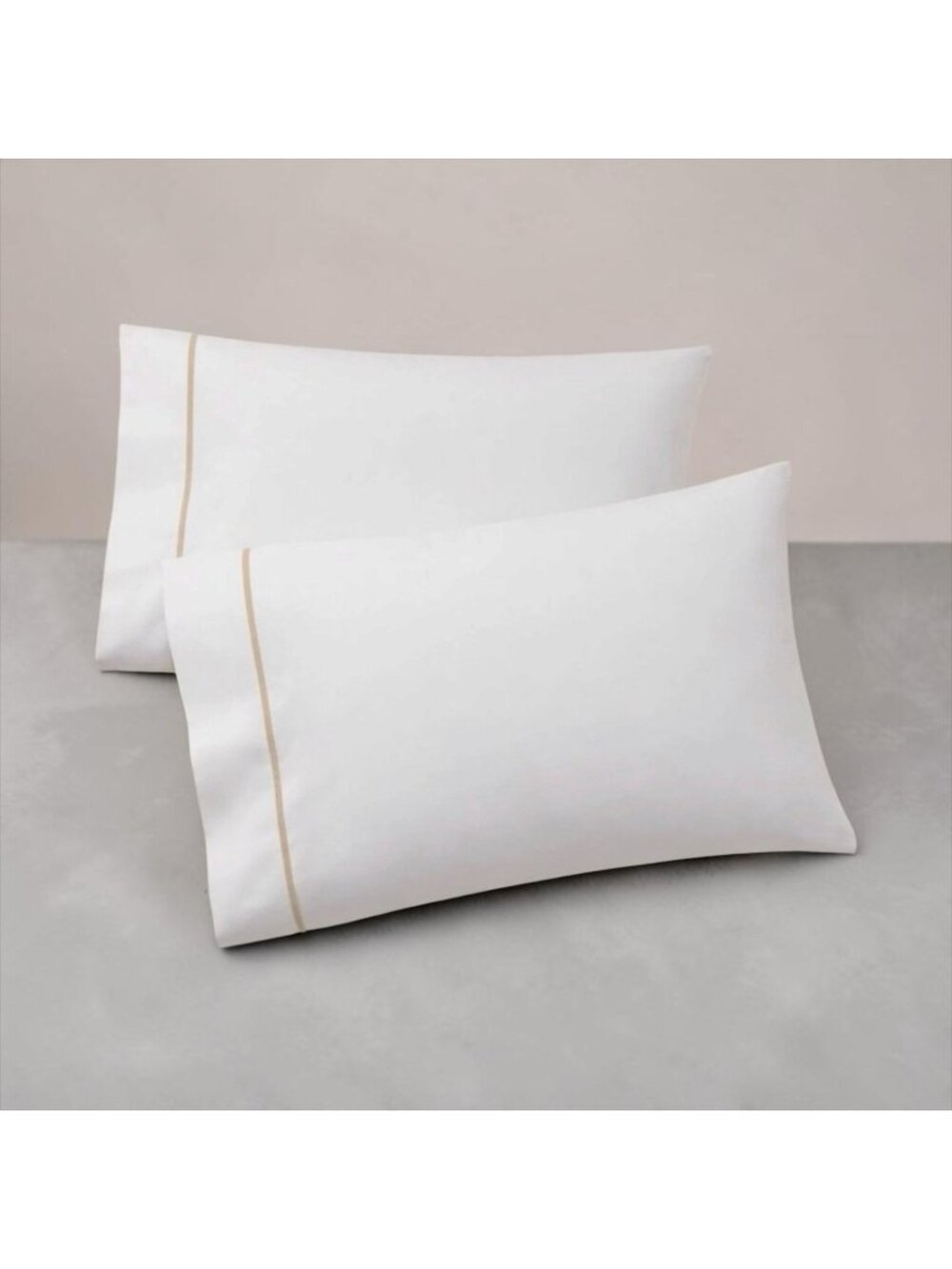 New Ralph Lauren Palmer Percale 2 King Pillowcases Organic Cotton Sand Dune